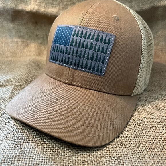 Brown Trucker Hat with Flag Patch - Columbia Sportswear - Picture 1 of 5